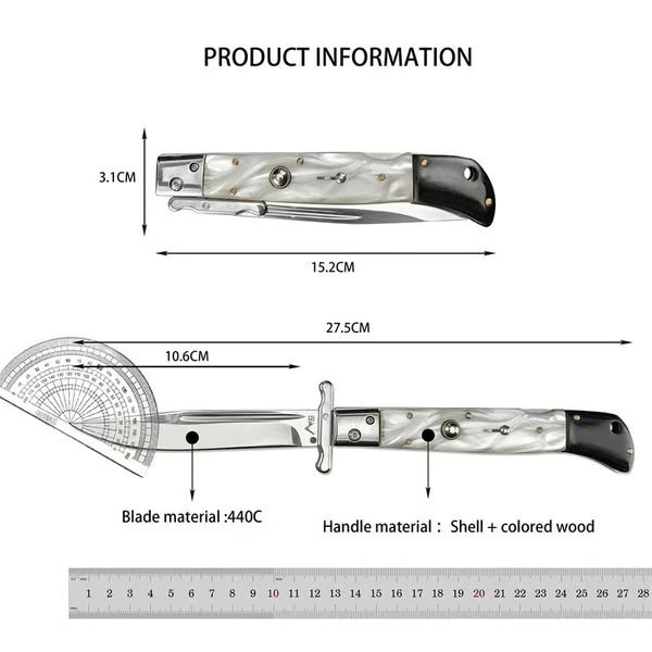 440C Stainless Steel Outdoor Folding Knife 4.1-Inch with Durable Shell Resin Handle🗡️